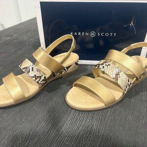 Karen Scott Women’s Wedge Slingback Sandals – Gold | Size 7 | New
